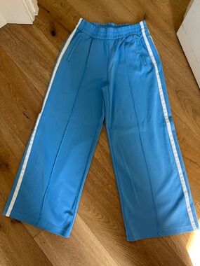 Athleta Blue Track Pants with White Side Stripes - Like New - small petite